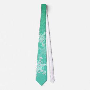 White Emerald Snowflakes Minimalistischer Weihnach Krawatte