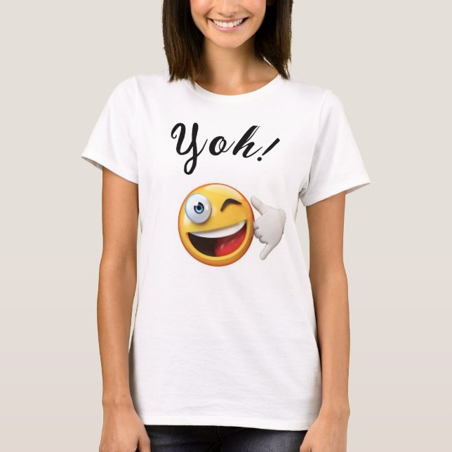 White Emoji T - Shirt, Yoh! T-Shirt (Vorderseite)