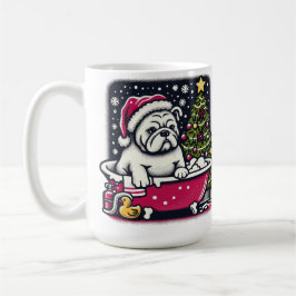 White English Bulldog Bath Christmas Kaffee Tasse