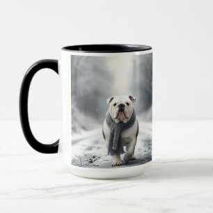 White English Bulldog Frohe Weihnachten Menschlich Tasse
