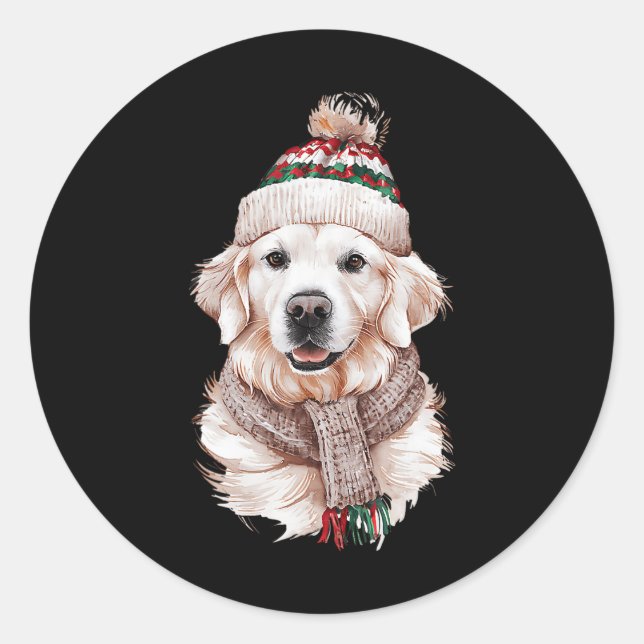 White English Cream Golden Retriever Mama Doppy Pu Runder Aufkleber (Vorderseite)