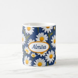 White English Daisies on Blue Kaffeetasse
