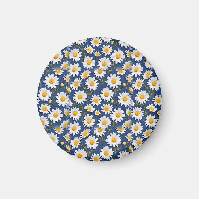 White English Daisies on Blue Magnet (Vorne)