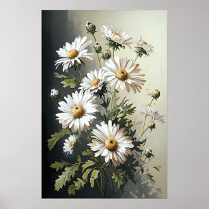 White English Daisy Blume Art Print Poster