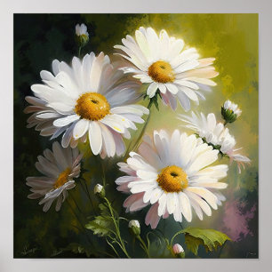White English Daisy Blume Art Print Poster