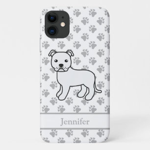 White English Staffie Niedlich Cartoon Dog & Name Case-Mate iPhone Hülle