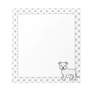 White English Staffie Niedlich Cartoon Dog Notizblock