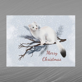 White Ermine Pine Watercolor Feiertagspostkarte