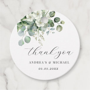 White Eucalyptus Floral Elegant Wedding Vielen Dan Geschenkanhänger