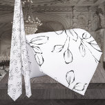 White Eukalyptus Greenery Wedding Krawatte<br><div class="desc">Eine elegante Schwarz-Weiß-Hals-Krawatte mit einem handgezeichneten eucalyptus-Kontur-Muster vor weißem Hintergrund. Ein perfekter Hochzeitshals für Bräutigam,  Trauzeuge und Brautparty.</div>