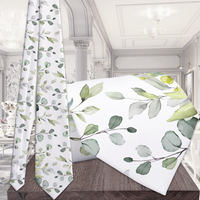White Eukalyptus Greenery Wedding Krawatte (Von Creator hochgeladen)