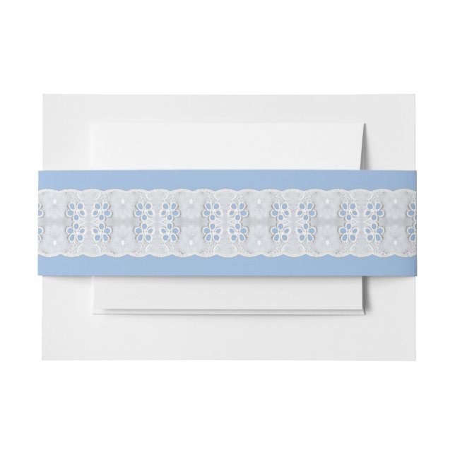 White Eyelet Lace auf Blue Einladungsbanderole (Vorderseite Beispiel)