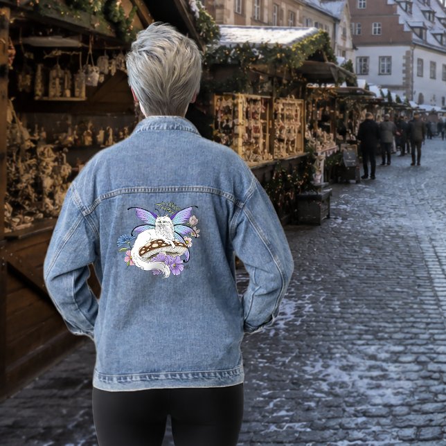 White Fairy Cat Mushroom Jeansjacke (Von Creator hochgeladen)