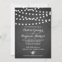 White Fairy Lights Chalkboard Hochzeit Einladung