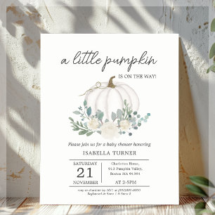 White Fall Pumpkin Baby Dusche Budget Einladung