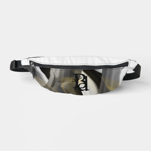 White Fanny Pack Trend Abstrakt Art Black Gold Bauchtasche (Vorderseite)