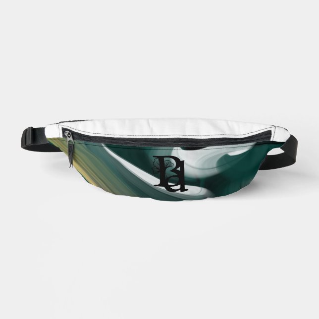 White Fanny Pack Trend Abstrakt Art Green Bauchtasche (Vorderseite)