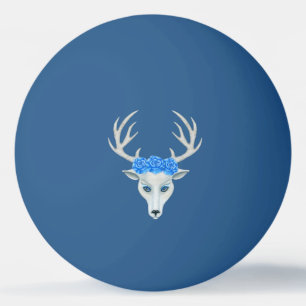 White Fantasy Deer Head Antlers Rose Blue Eyes Tischtennisball