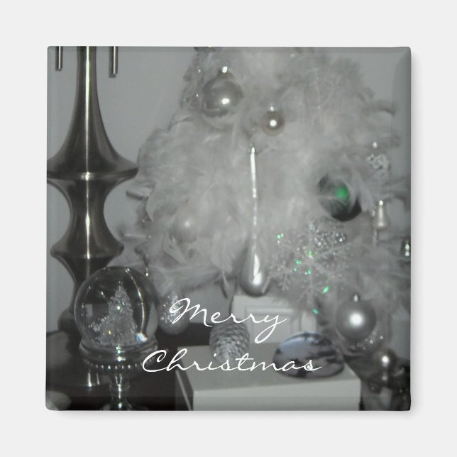 White Feather Christmas Tree Magnet (Vorne)