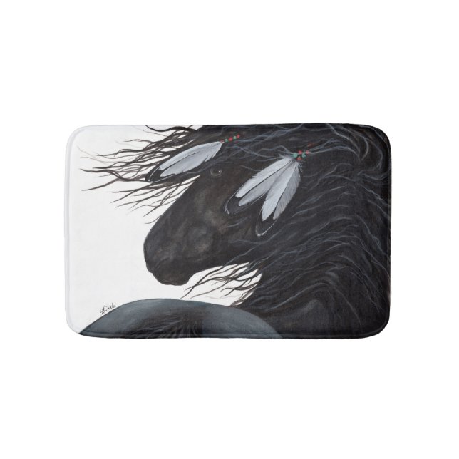 White Feather Friesian Horse von Bihrle Badematte (Vorderseite)