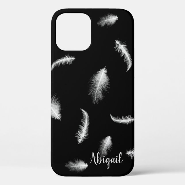 White Feathers on Black Case Mate iPhone Case (Rückseite)