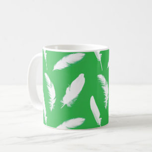 White Feathers on Light Jade Green Kaffeetasse