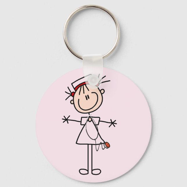 White Female Stick Figure Nurse 2 Gifts Schlüsselanhänger (Vorderseite)