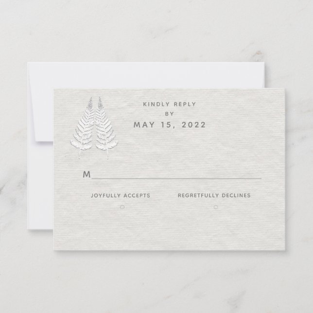White Fern Wedding Keine Wahl RSVP Karte (Vorderseite)