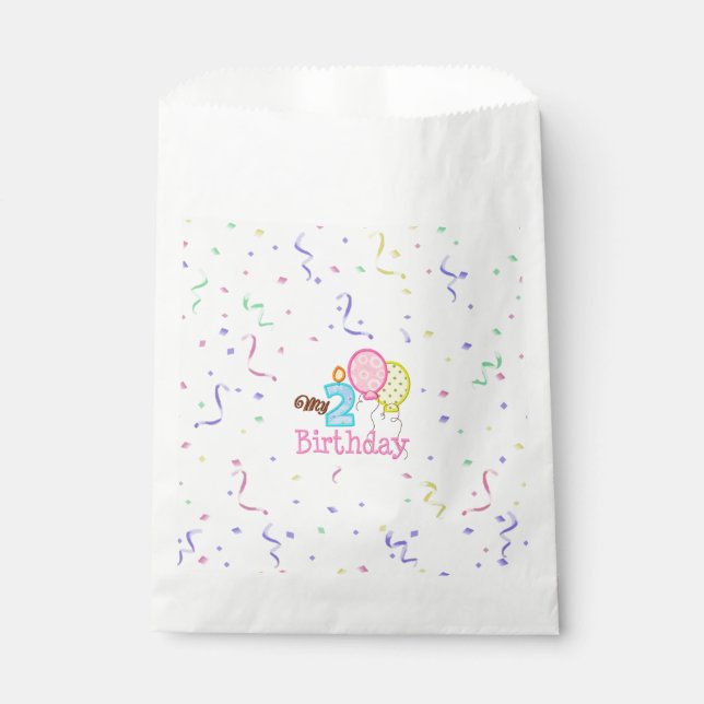 White Fevor Bag/My Second Birthday mit Confetti Geschenktütchen (Vorderseite)