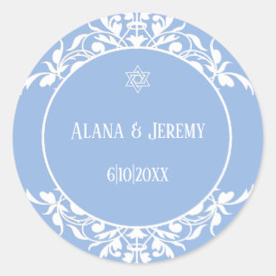 White Filigree Jewish Star Hochzeitsticker Runder Aufkleber