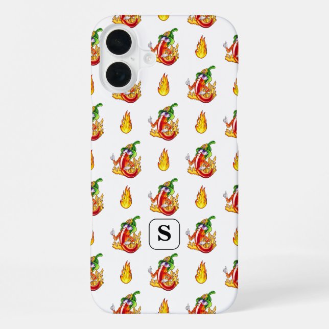 White Firefighter Fun Red & Yellow Flame Design iPhone Hülle (Rückseite)