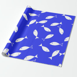White Fish Blue Background Captain Sea Theme Geschenkpapier