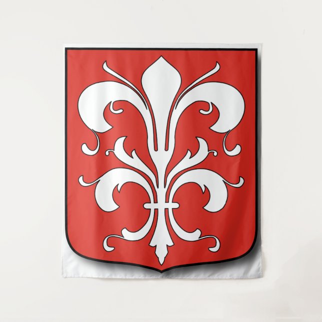 White Fleur-de-Lis Shield - Mobilität und Eleganz Wandteppich (Vorderseite)