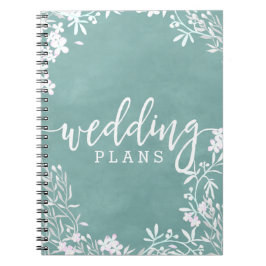 White Floral Any Color Watercolor Hochzeitsplaner Notizblock