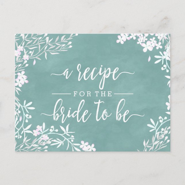 White Floral Any Colour Bridge Wedding Rezept Card Postkarte (Vorderseite)