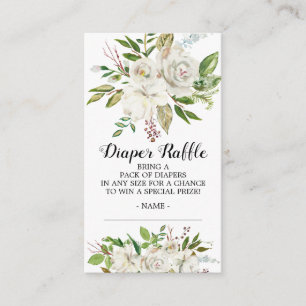 White Floral Baby Dusche Windelwanne Raffle Ticket Begleitkarte
