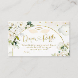 White Floral Baby Heaven schickte Windeln Raffel Begleitkarte