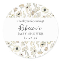 White Floral baby shower thank you favor 