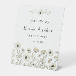 White Floral Baby Shower Welcome Sockelschild