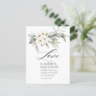 White Floral Bible Verse Hochzeitsgratulation Postkarte