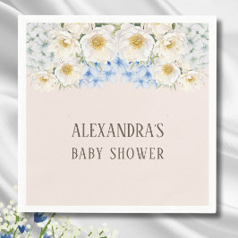 White Floral Blue Hydrangea Garden Baby Dusche Serviette
