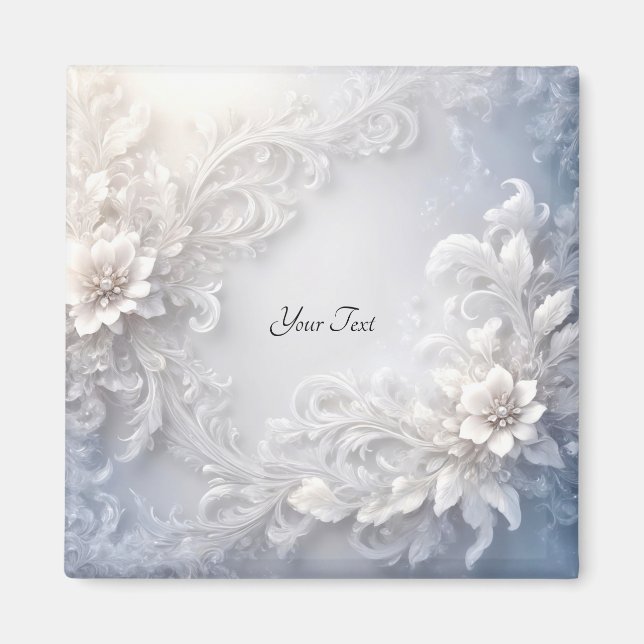 White Floral Blüh Magnet (Vorne)