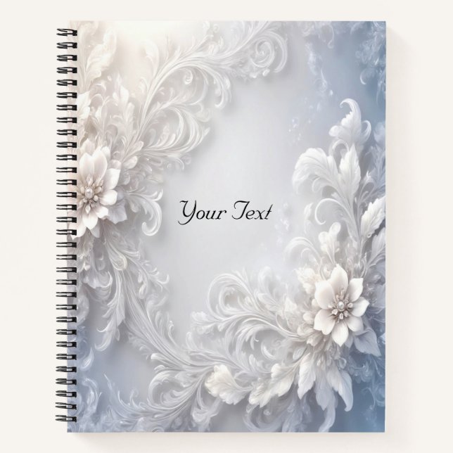 White Floral Blüh Notebook Notizbuch (Vorderseite)