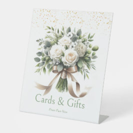 White Floral Bouquet Cards und Geschenke Sockelschild