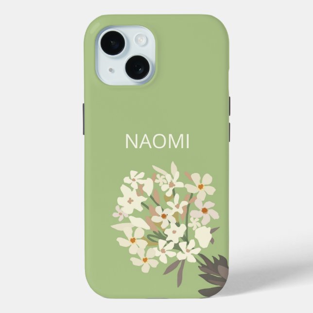 White Floral Bouquet Individuelle Name Case-Mate iPhone Hülle (Rückseite)