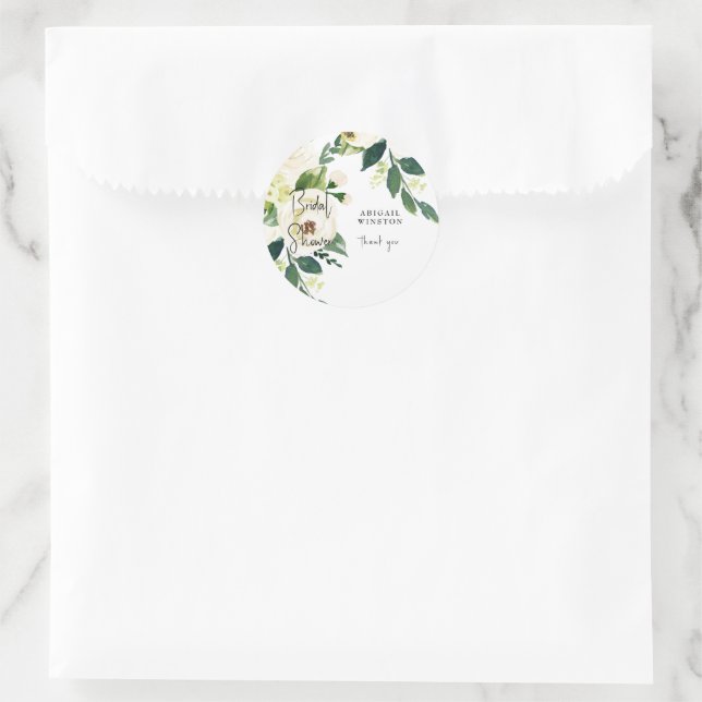 White Floral Brautparty Vielen Dank Runder Aufkleber (Tasche)