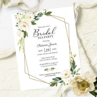 White Floral Bridal Tea Party Einladung