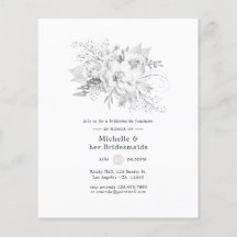 White Floral Bridesmaids Luncheon Einladung