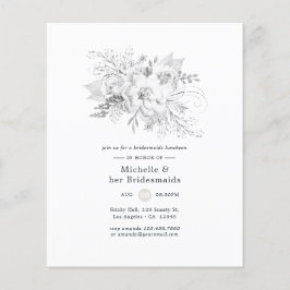 White Floral Bridesmaids Luncheon Einladung Flyer