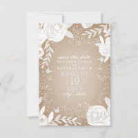 White Floral Cardstock Save the Date Inspiriert
